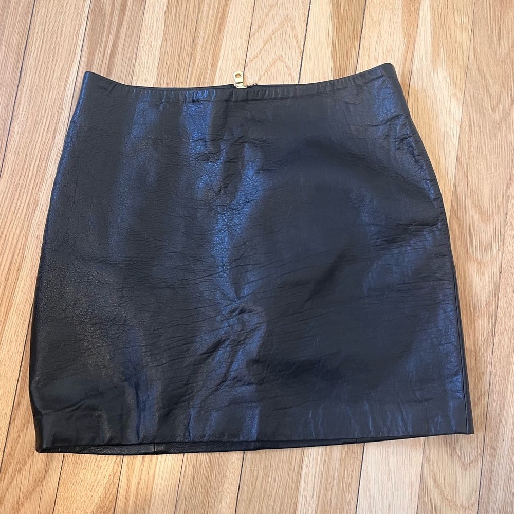 Are You Am I black leather mini skirt